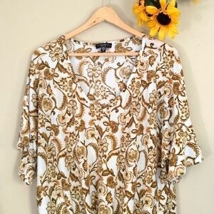 Cocomo Women's 1X Floral Tie Waist Blouse Top Fairycore Cottagecore